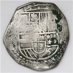 Potosi, Bolivia, cob 8 reales, Philip III, assayer Q.