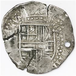 Potosi, Bolivia, cob 8 reales, Philip IV, assayer not visible (1640s).