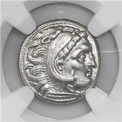 Kingdom of Thrace, AR drachm, Lysimachus, 305-2181 BC, in name of Alexander III (the Great), NGC AU.