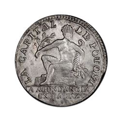 Potosi, Bolivia, 1 sol, (1845), Ingavi fourth anniversary / native, PCGS AU details / cleaned, ex-Wh