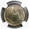 Image 2 : Colombia, copper-nickel papel moneda 2 pesos, 1910AM, NGC MS 64+.