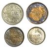 Image 2 : Lot of four Colombia copper-nickel papel moneda coins: 5 pesos, 1907AM and 1912-H; 2 pesos, 1910AM; 