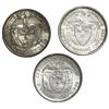 Image 2 : Lot of three Colombia 50 centavos: 1902 (Philadelphia), 1908 (Bogota), 1923 (Bogota).