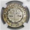 Image 2 : Costa Rica, 25 centavos, 1887GW,  variety with 9DS GW, NGC AU 53.