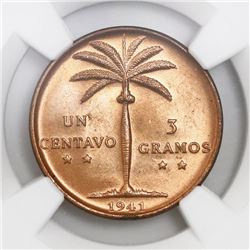 Dominican Republic, 1 centavo, 1941, NGC MS 66 RD.