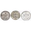 Image 2 : Lot of three Hamburg (German States) coins: 5 mark, 1876-J; 5 mark, 1903-J, 32 schillings, 1808.