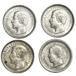 Lot of four Guatemala 1R: 1862R, 1863R, 1864R, 1868R.