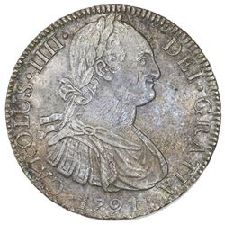 Mexico City, Mexico, bust 8 reales, Charles IV, 1791FM, ex-Bevill.