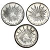 Image 1 : Lot of three Mexico City, Mexico, cap-and-rays coins: 8 reales, 1889MH and 1893AM; peso, 1908AM.