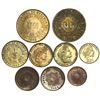 Image 1 : Lot of nine Peru minors: two brass 1 sol, 1949/8, 1950; one brass 1/2 sol 1944; two copper-nickel 20