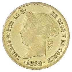 Philippines (under Spain), gold 4 pesos, Isabel II, 1862.