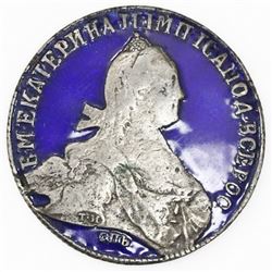 Russia, 1 rouble, Catherine II (the Great), 1773-(SPB)-(YA)(CH), St. Petersburg mint, obverse enamel