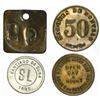 Image 1 : Lot of four miscellaneous Caribbean/Mexican tokens: San Luis, Cuba (Oriente Province / Santiago de C