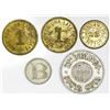 Image 1 : Lot of five miscellaneous Central American tokens: San Jose, Costa Rica, brass 1 cajuela coffee toke