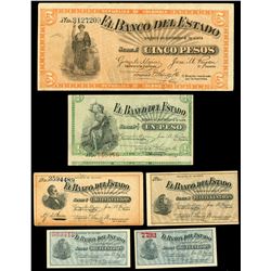 Lot of eight Popayan, Colombia, Banco del Estado notes of 1900.