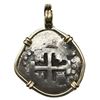 Image 2 : Lima, Peru, cob 1/2 real, 1719, mounted cross-side out in 14K gold bezel.