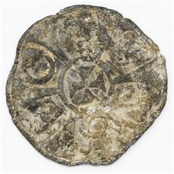 Large lead cloth-bale seal with Maltese cross design, ex-"Bramble Wreck" (mid-1600s).