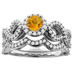 0.92 CTW Citrine & Diamond Ring 10K White Gold - REF-81Y5V