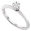 Image 1 : Diamond Flower Cluster Ring 1/8 Cttw 10kt White Gold