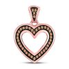 Image 1 : Round Brown Diamond Heart Pendant 1/10 Cttw 10kt Rose Gold