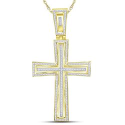 Mens Diamond Crucifix Cross Charm Pendant 3/4 Cttw 10kt Yellow Gold