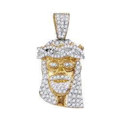 Mens Diamond Jesus Christ Messiah Head Charm Pendant 3/4 Cttw 10kt Yellow Gold