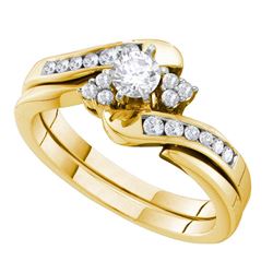 Diamond Bridal Wedding Engagement Ring Band Set 1/2 Cttw 14kt Yellow Gold