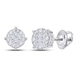 Diamond Fashion Cluster Earrings 1.00 Cttw 14kt White Gold