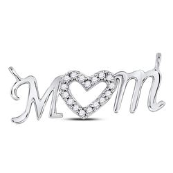 Diamond Mom Mother Heart Pendant 1/10 Cttw 10kt White Gold