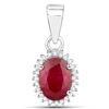 Image 1 : 0.97 ctw Ruby & White Diamond Pendant 14K White Gold - REF-24A2M