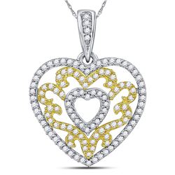 Diamond Nested Curl Heart Pendant 1/2 Cttw 10kt Yellow Gold