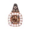 Image 1 : Round Brown Diamond Halo Solitaire Pendant 1/4 Cttw 14kt Rose Gold