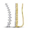 Image 1 : Diamond Climber Earrings 3/4 Cttw 14kt Yellow Gold