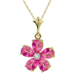 Genuine 2.22 ctw Pink Topaz & Diamond Necklace 14KT Yellow Gold - REF-30T7A