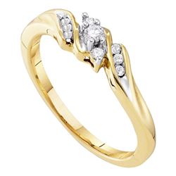 Diamond 3-stone Promise Bridal Ring 1/10 Cttw 10kt Yellow Gold