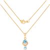 Image 2 : 0.79 ctw Swiss Blue Topaz & Diamond Pendant 14K Yellow Gold - REF-28R4K