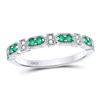 Image 1 : Round Emerald Diamond Stackable Band Ring 1/4 Cttw 10kt White Gold