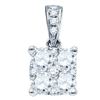 Image 1 : Diamond Square-shape Cluster Pendant 1/5 Cttw 18K White Gold