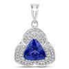 Image 1 : 4.79 ctw Tanzanite & Diamond Pendant 14K White Gold - REF-389T4X