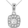 Image 1 : Diamond Solitaire Square Halo Pendant 1/4 Cttw 14kt White Gold