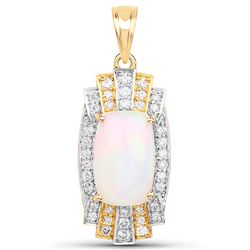 5.39 ctw Ethiopian Opal & Diamond Pendant 14K Yellow Gold - REF-204R4K