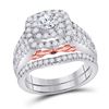 Image 1 : Diamond Bridal Wedding Engagement Ring Band Set 1-1/2 Cttw 14kt Two-tone Gold