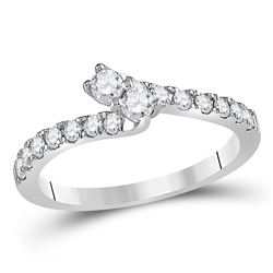 Diamond 2-stone Bridal Wedding Engagement Ring 1/2 Cttw 14kt White Gold