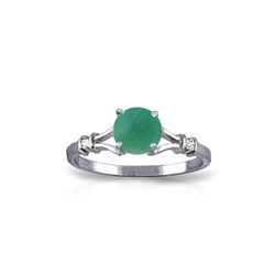 Genuine 0.62 ctw Emerald & Diamond Ring 14KT White Gold - REF-33F6Z