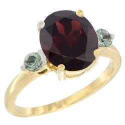 2.64 CTW Garnet & Green Sapphire Ring 10K Yellow Gold - REF-27V3R