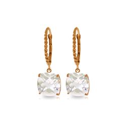 Genuine 7.2 ctw White Topaz Earrings 14KT Rose Gold - REF-48K3V