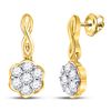 Image 1 : Diamond Flower Cluster Dangle Earrings 1/2 Cttw 10kt Yellow Gold