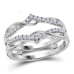 Diamond Wrap Ring Guard Enhancer Wedding Band 1/4 Cttw 10kt White Gold