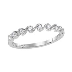 Diamond Cascading Stackable Band Ring 1/6 Cttw 10kt White Gold