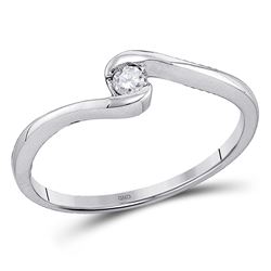 Diamond Solitaire Promise Bridal Engagement Ring 1/12 Cttw 10kt White Gold